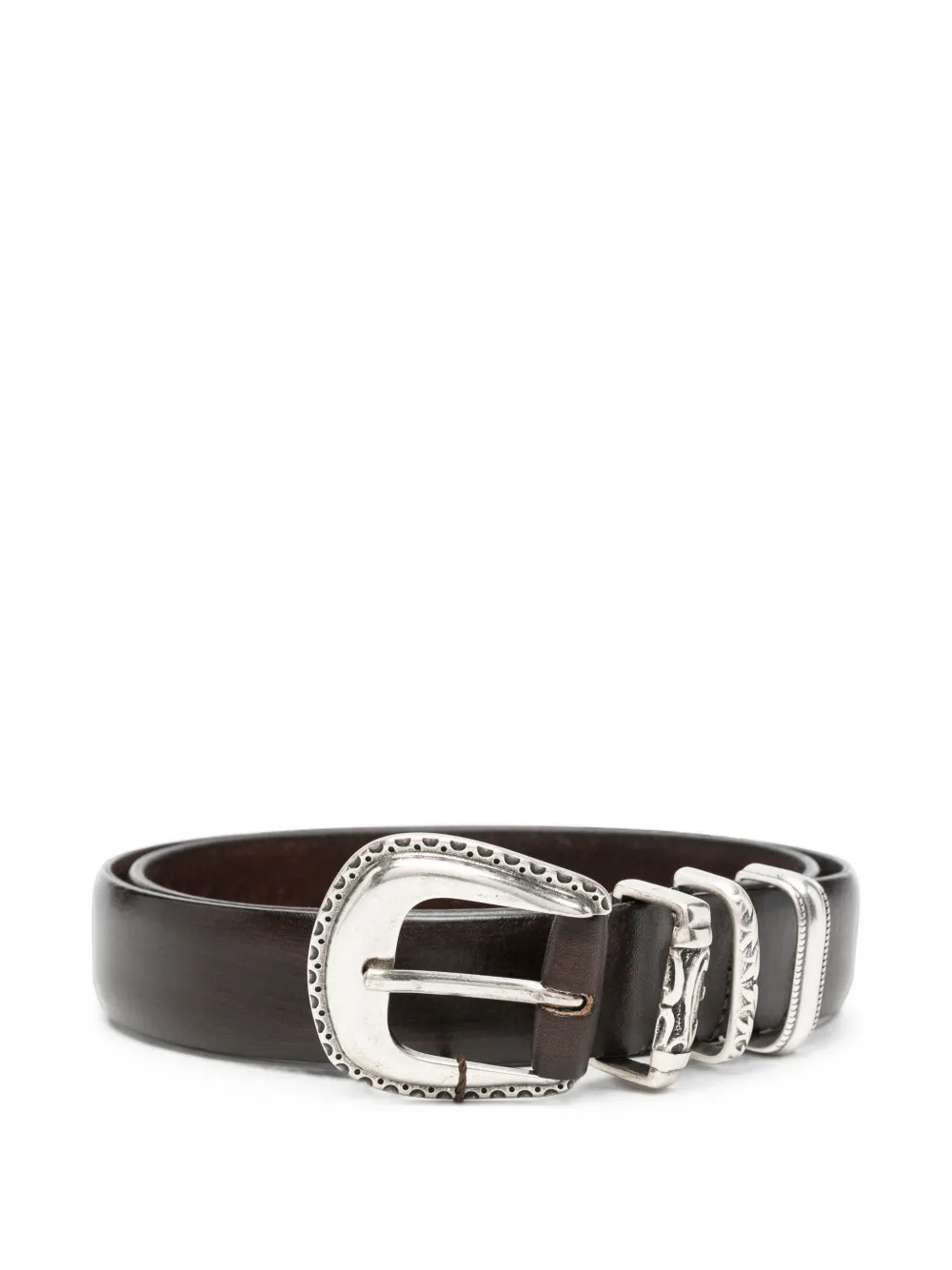 ALBERTO LUTI engraved-buckle leather belt - Marrone