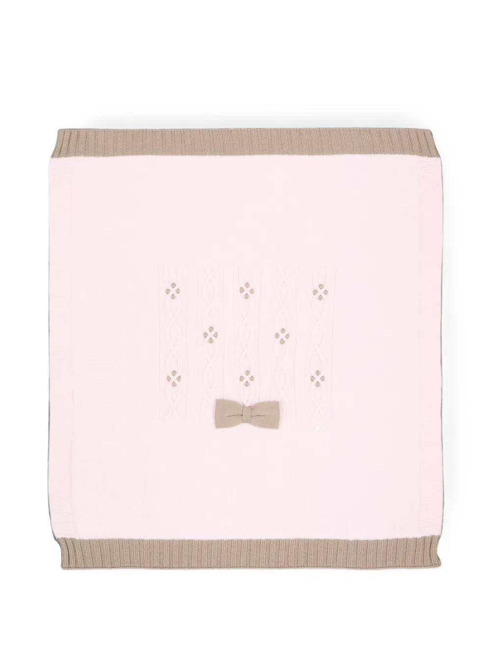 Colorichiari bow-detail cable-knit blanket - Rosa