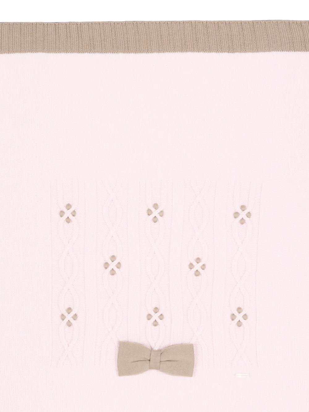 Colorichiari Kabelgebreide deken met strikdetail Roze