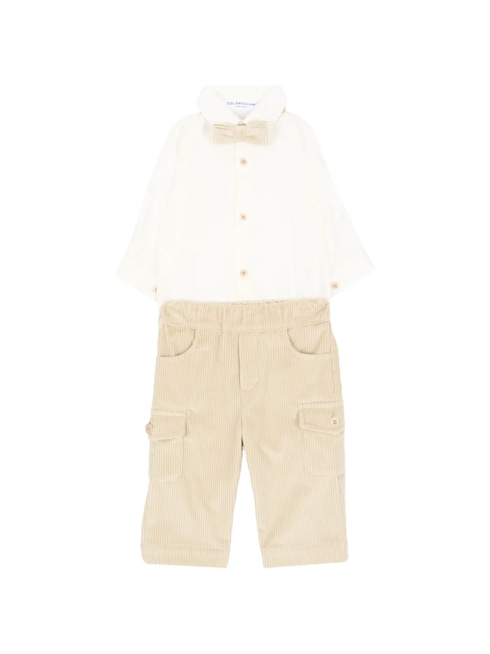 Colorichiari Driedelig ribfluwelen pak Beige