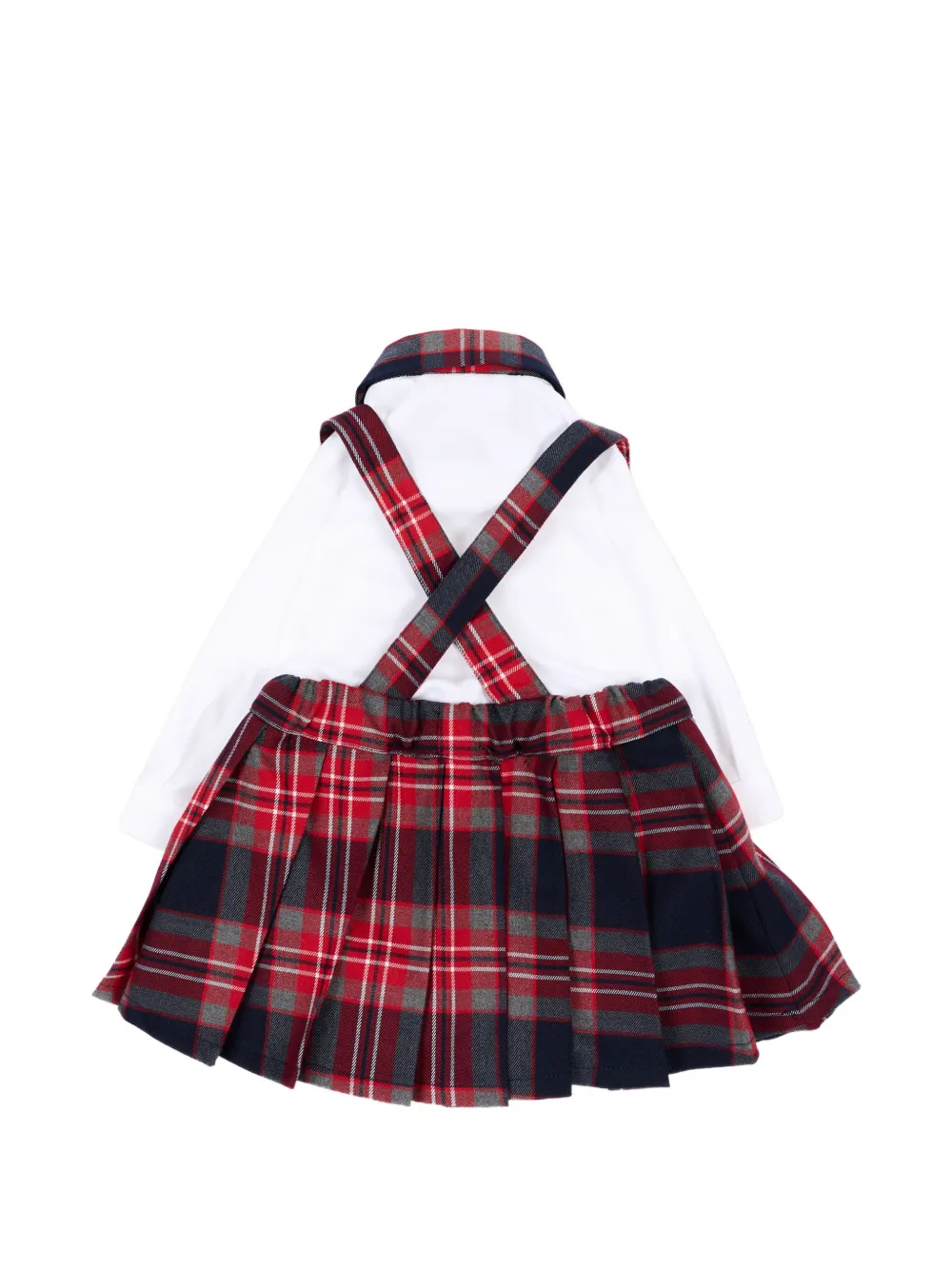 Colorichiari Twee jurken met tartan-ruit en plooien Wit