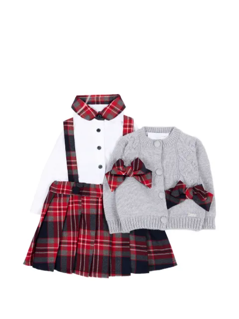 Colorichiari tartan-print pleated dress set (set of two)