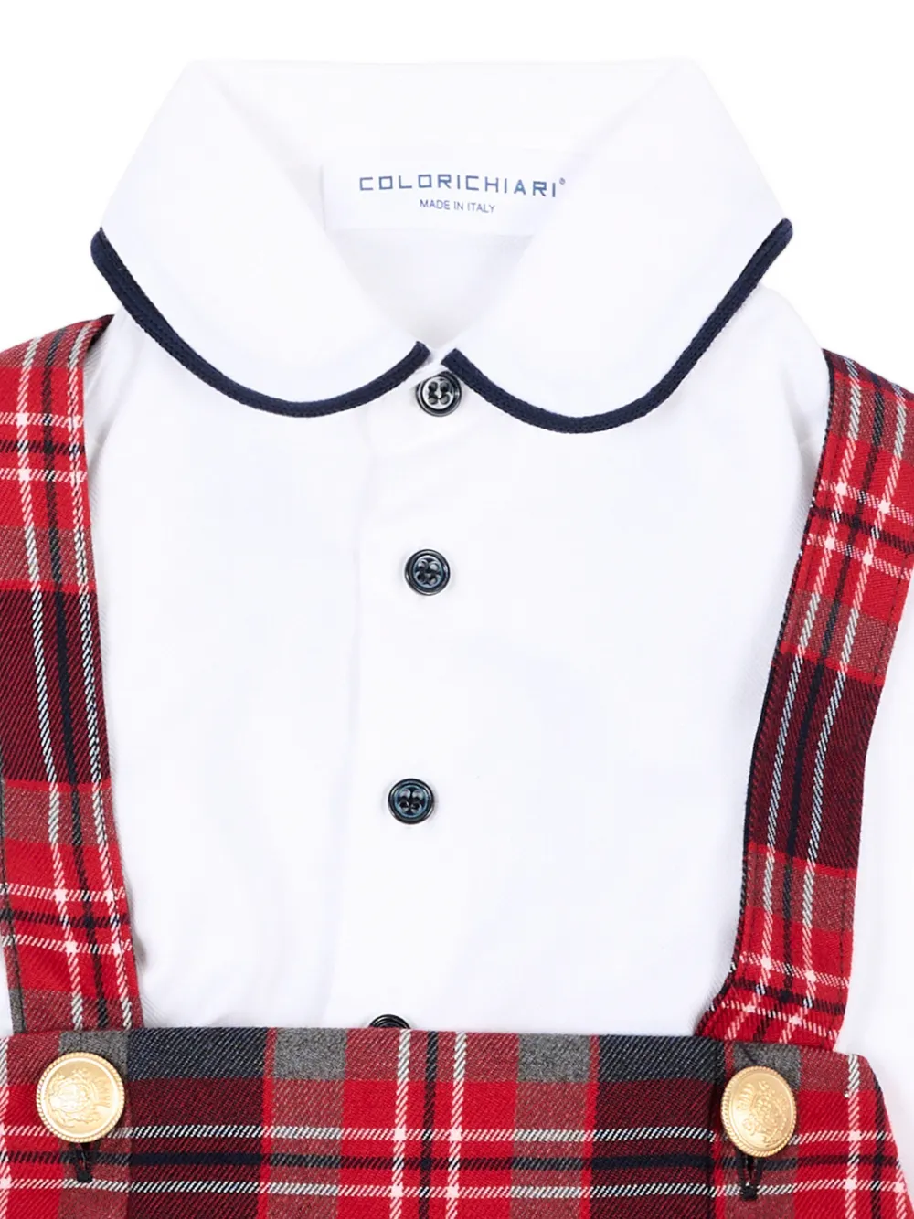 Colorichiari Romper en shorts met tartan-print Wit