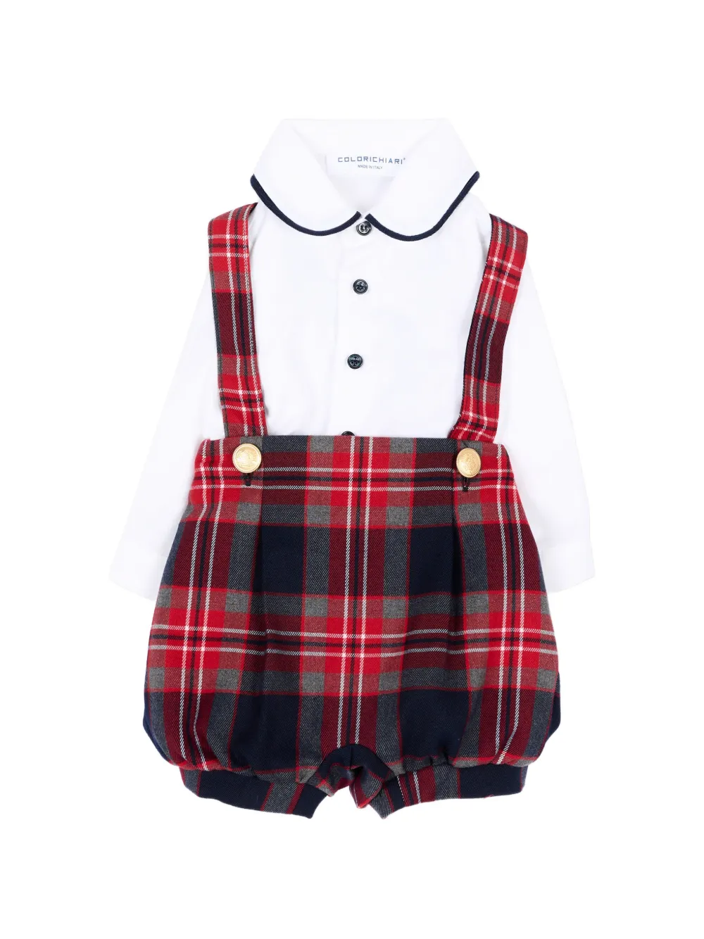 Colorichiari tartan-print bodysuit and shorts set - Bianco