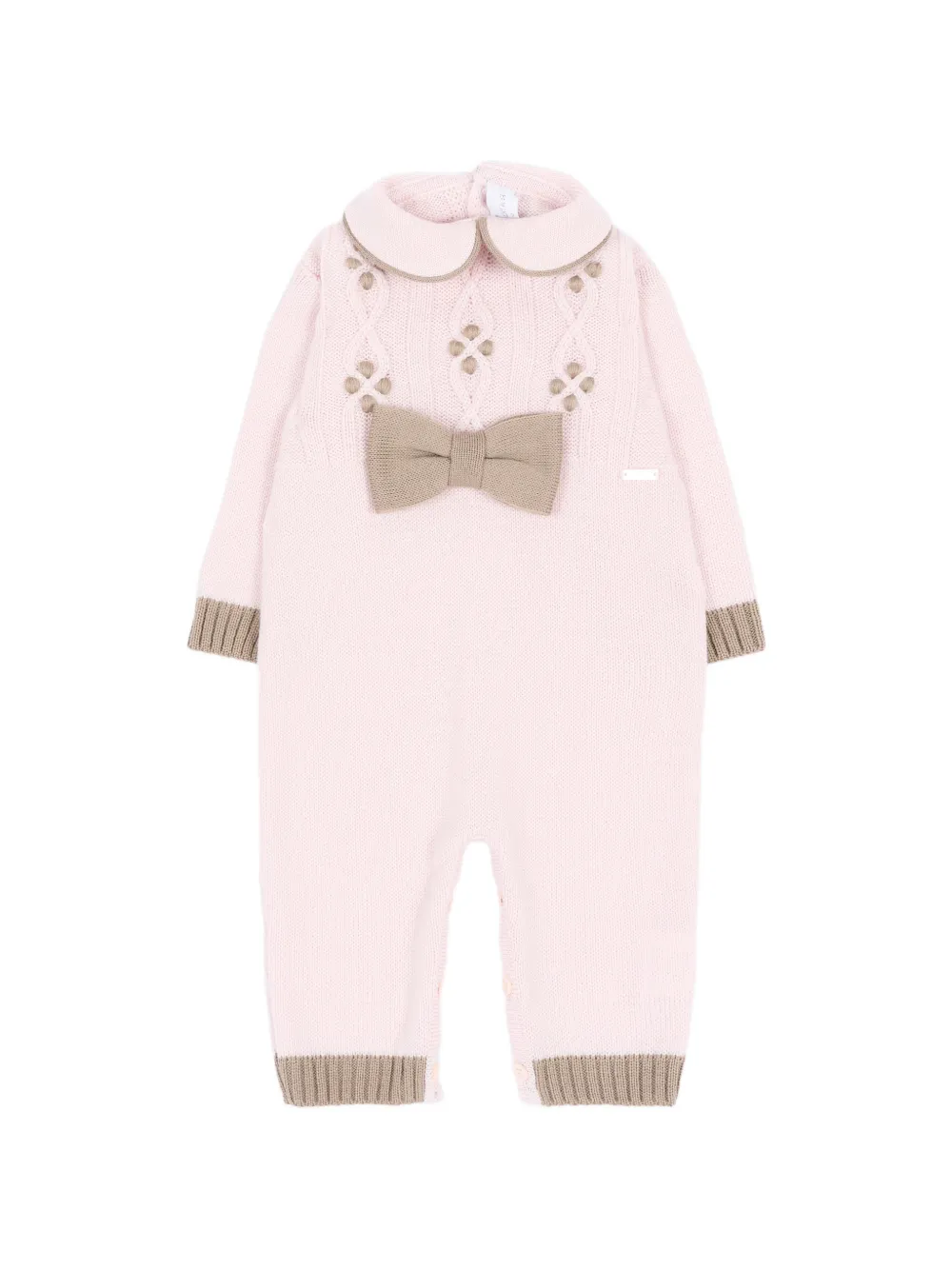Colorichiari bow-detail cable-knit romper - Rosa