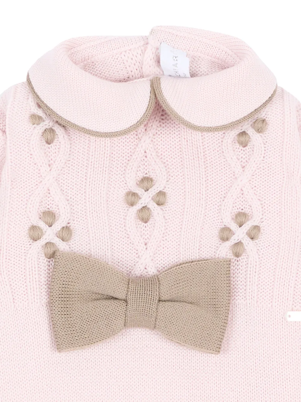 Colorichiari Kabelgebreide romper met strikdetail Roze