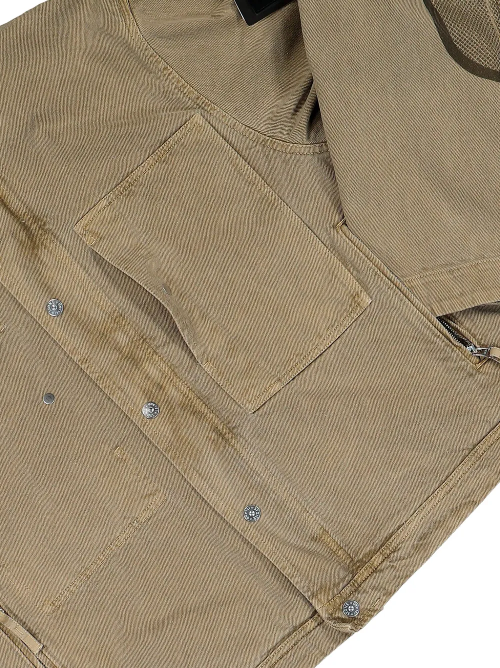 Stone Island Q100045 katoenen gabardine-TC jack met geverfd effect Beige