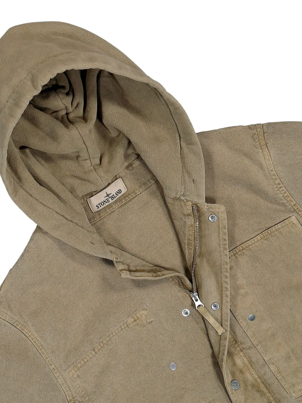 Stone Island Q100045 katoenen gabardine-TC jack met geverfd effect Beige