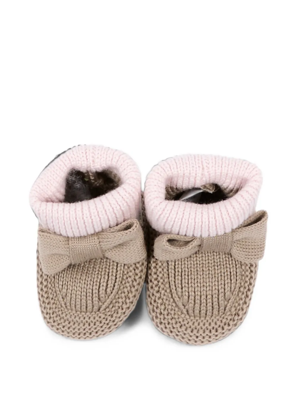 Colorichiari bow-detail knitted slippers Beige