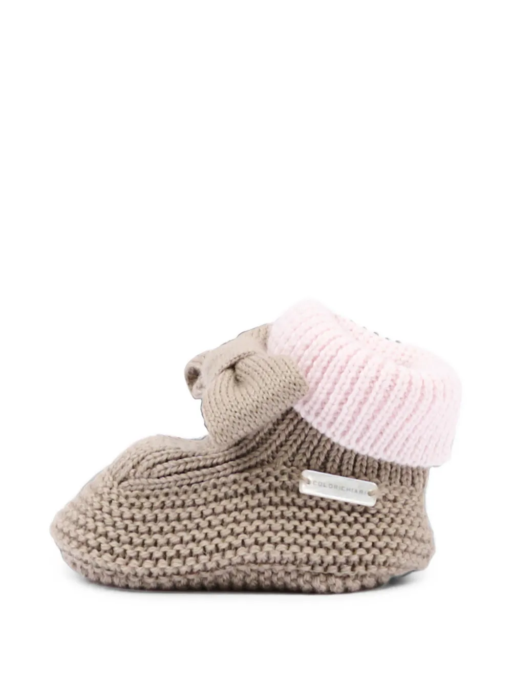 Colorichiari bow-detail knitted slippers Beige