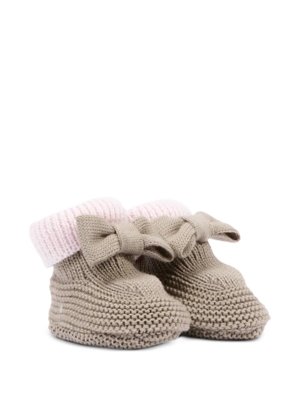 Colorichiari bow-detail knitted slippers - Toni neutri