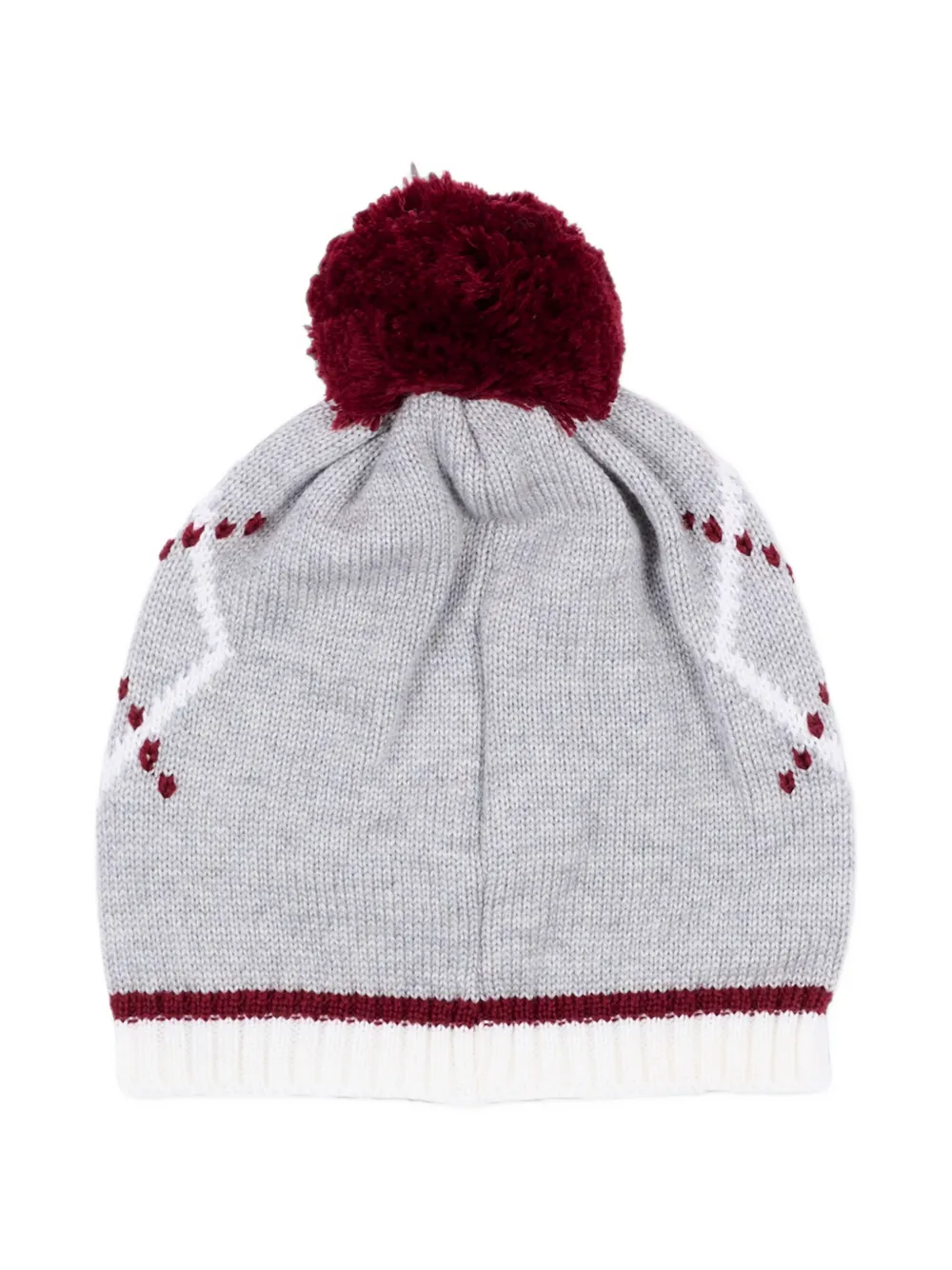 Colorichiari Gebreide muts met pompon en argyle-patroon Grijs