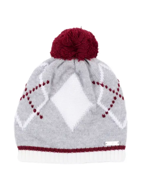 Colorichiari argyle-knit pompom beanie hat