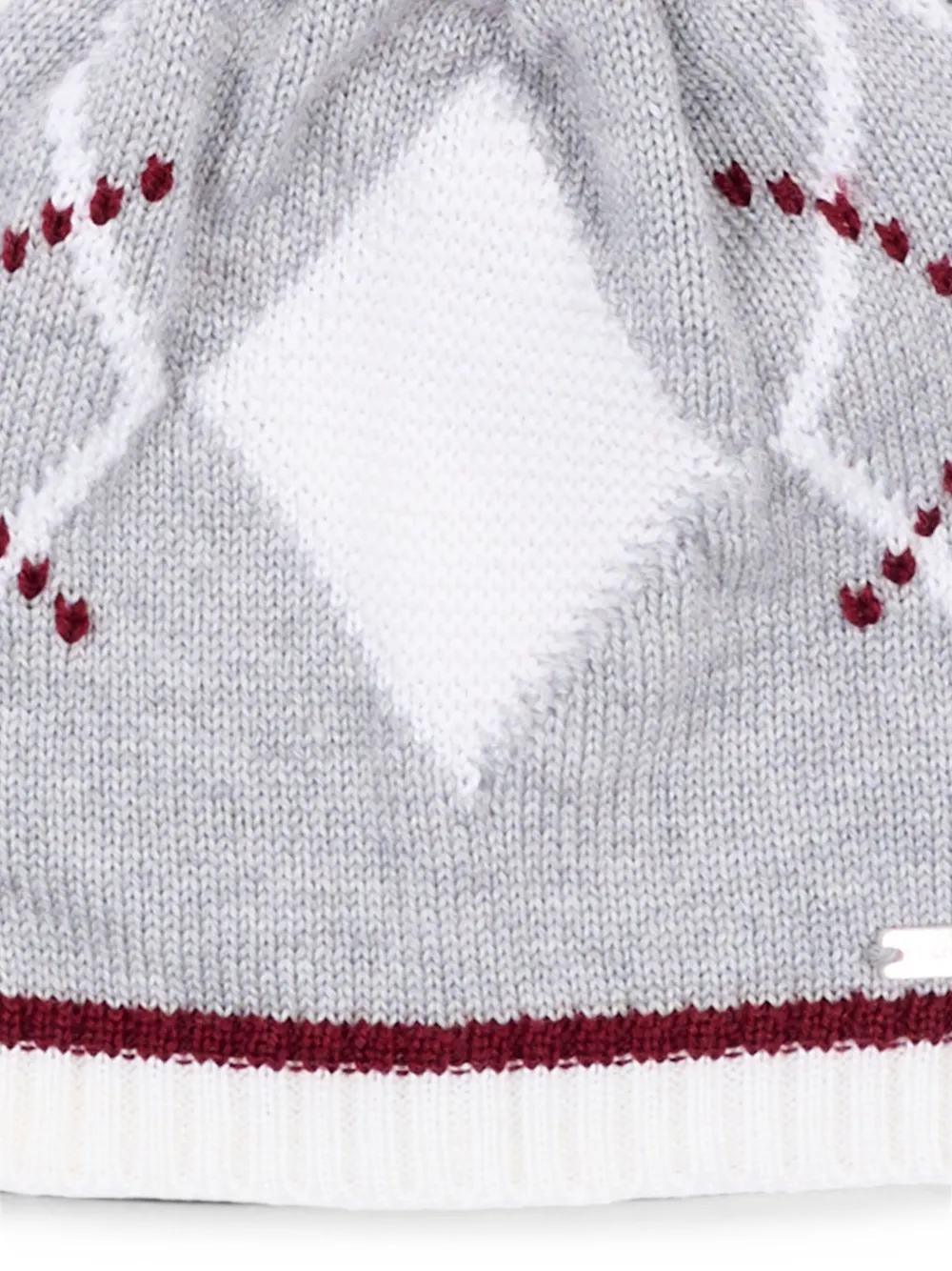 Colorichiari Gebreide muts met pompon en argyle-patroon Grijs