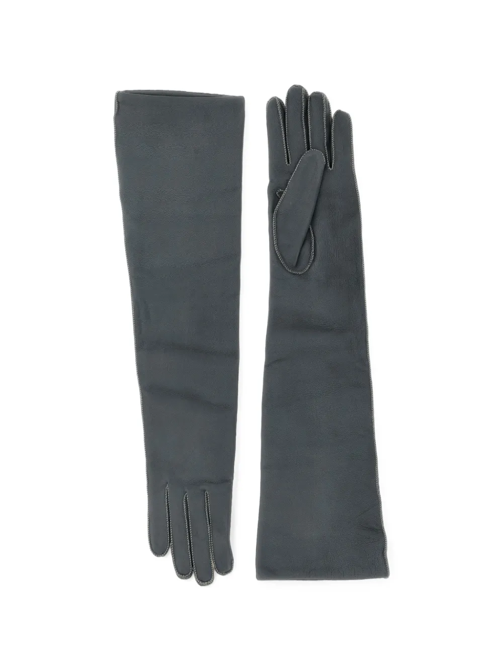 Agnona contrast-stitch leather gloves