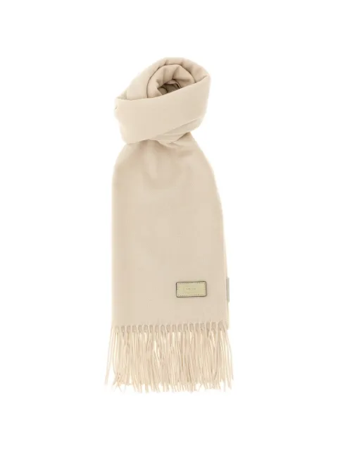 Agnona logo-patch frayed scarf