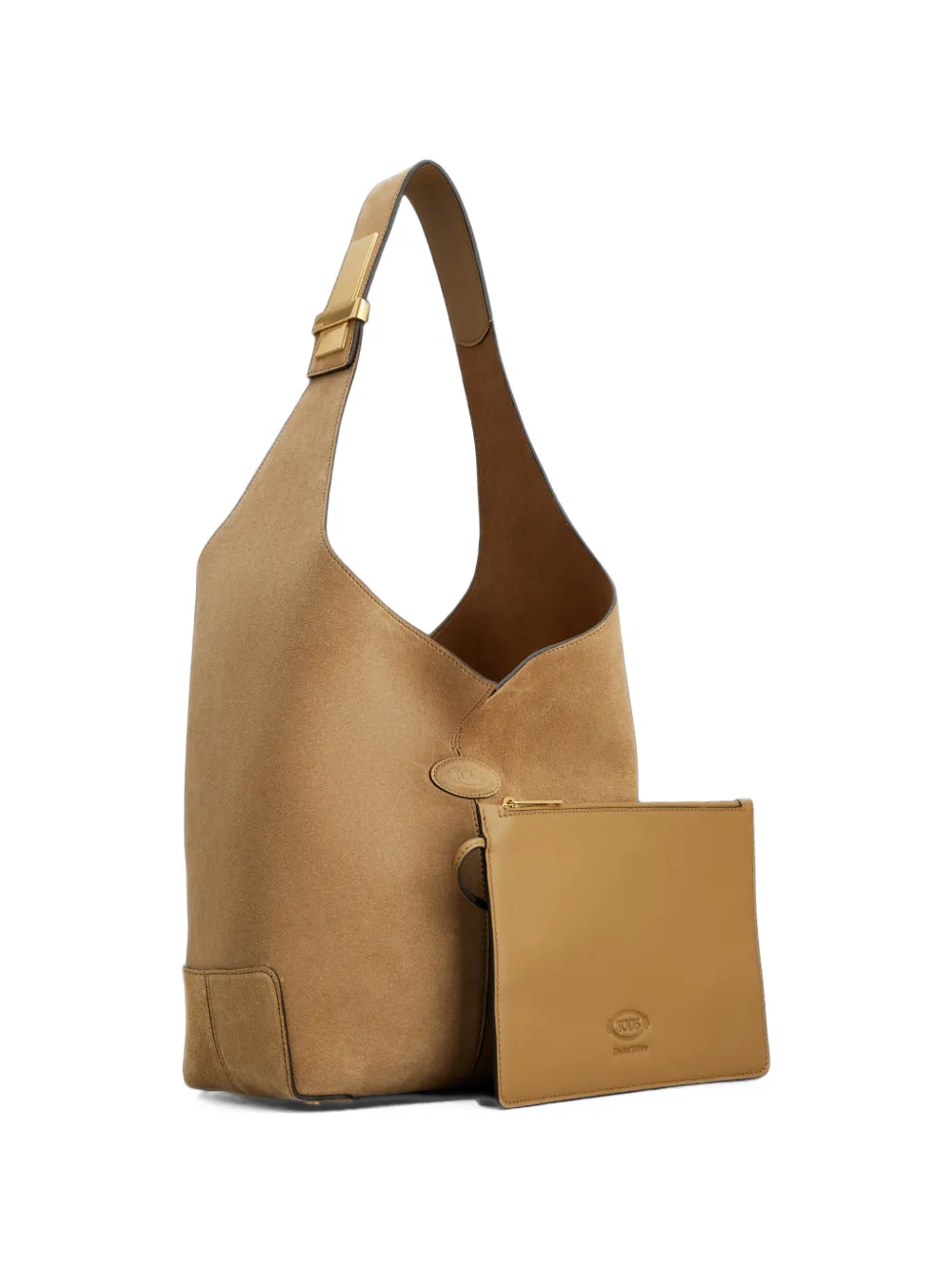 Tod's Di Bag Folio shoulder bag in suede small - Toni neutri