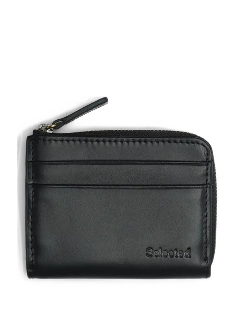 SELECTED zipped leather wallet - Nero