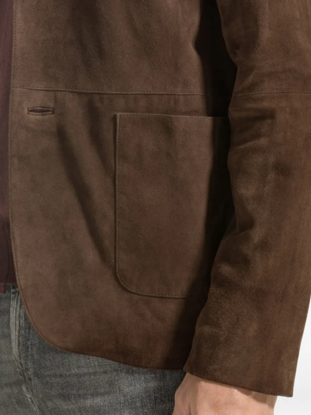 Seventy Suède jack met gekerfde revers Bruin