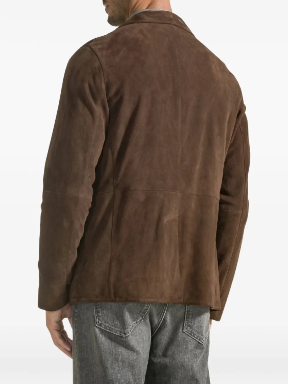 Seventy Suède jack met gekerfde revers Bruin