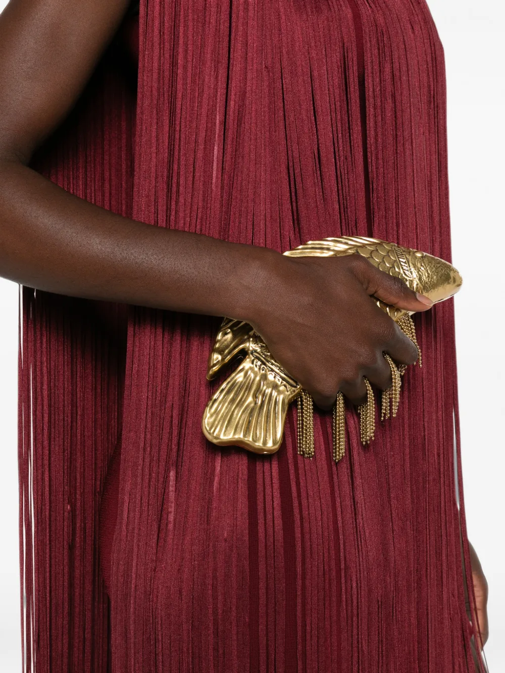 Cult Gaia Neemo visvormige clutch met franje Goud