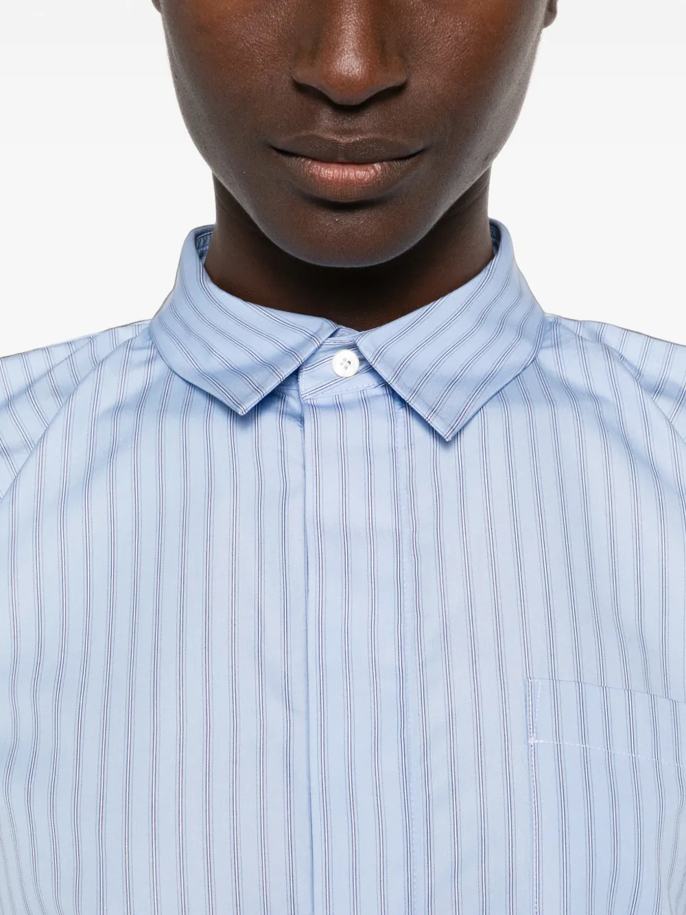 sacai vertical-stripe flared-sleeve shirt Blauw