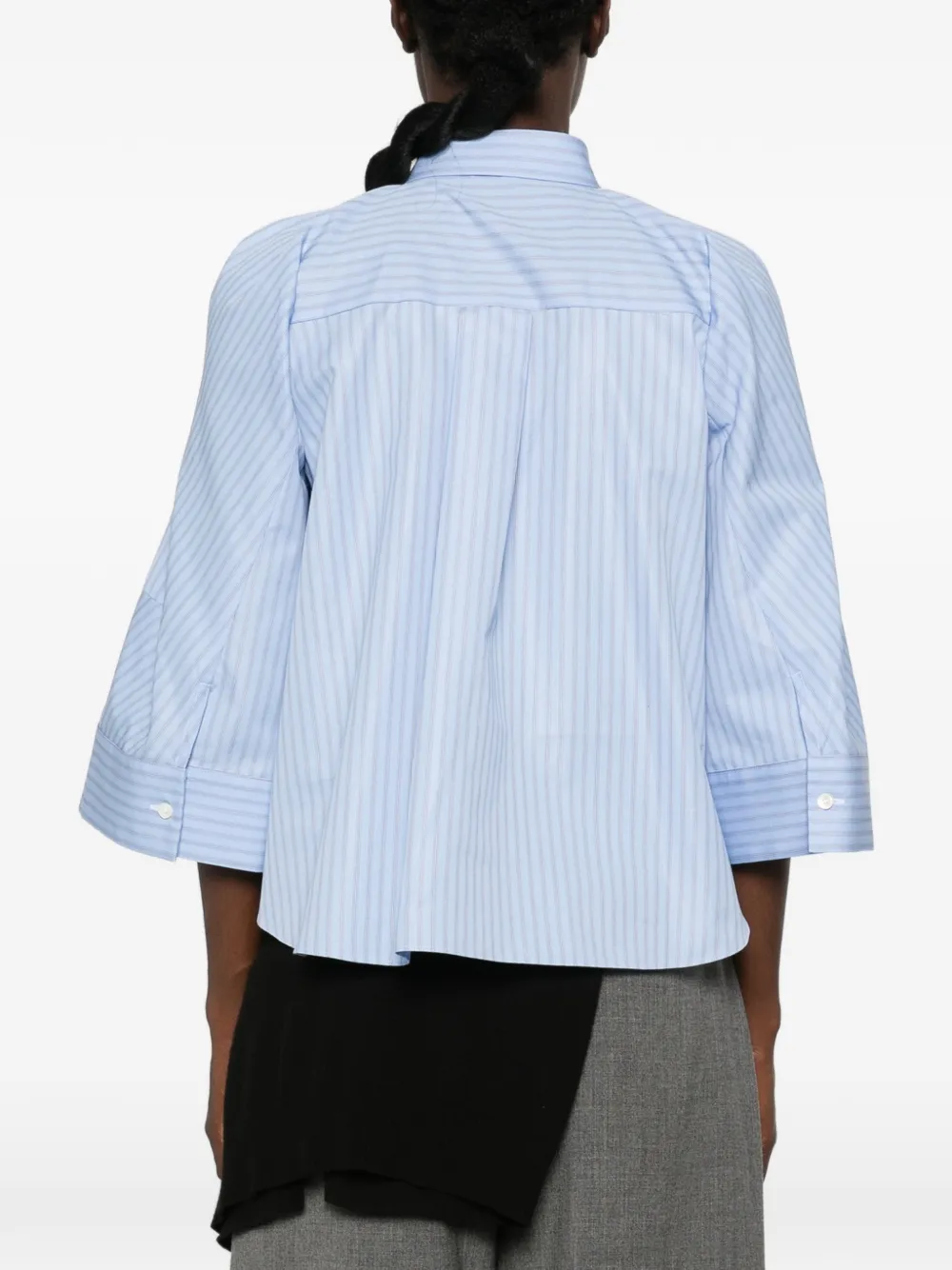 sacai vertical-stripe flared-sleeve shirt Blauw