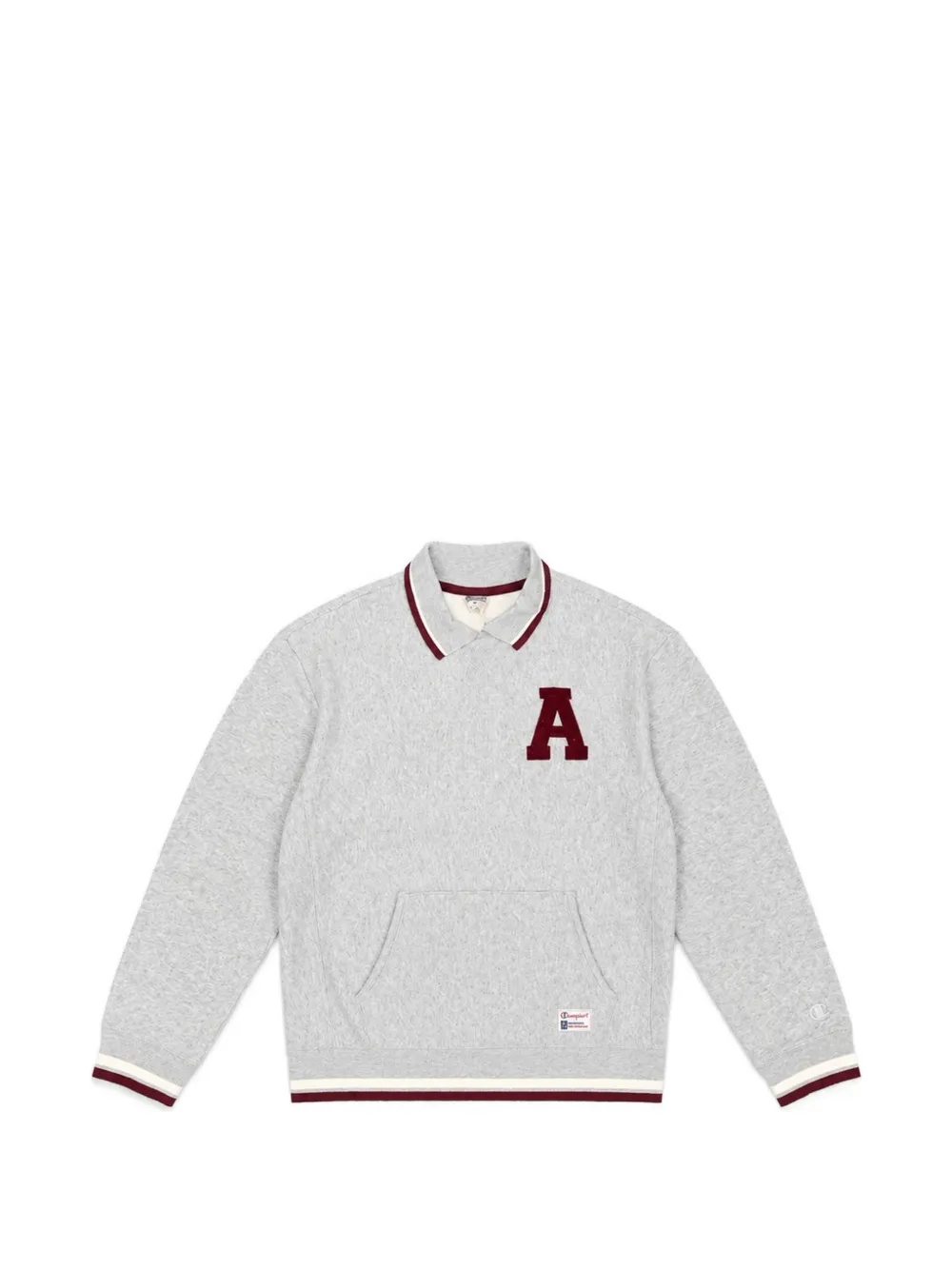 Champion polo-collar logo-patch sweatshirt - Grigio