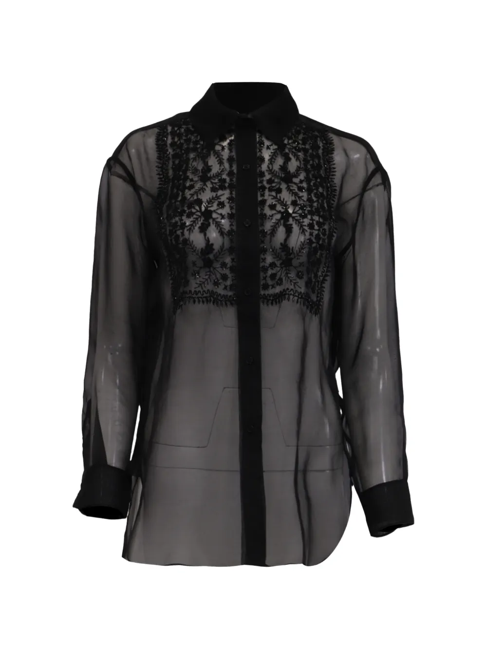Nili Lotan Noel lace bib blouse - Nero