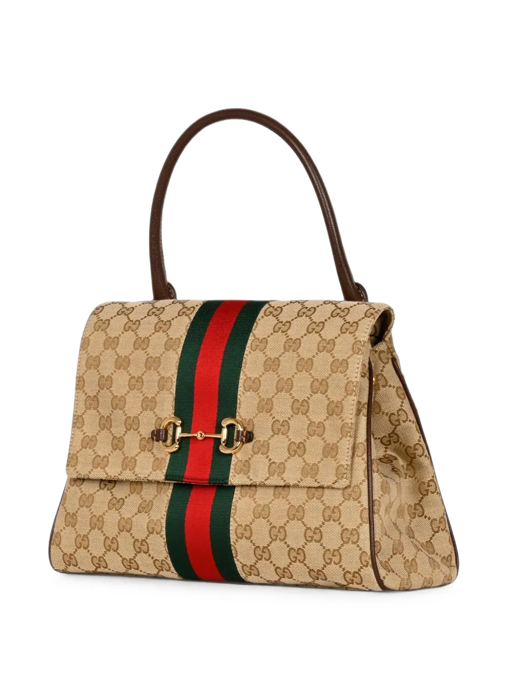 Gucci Medium Paparazzo Web-stripe Tote Bag in Neutrals, view 3