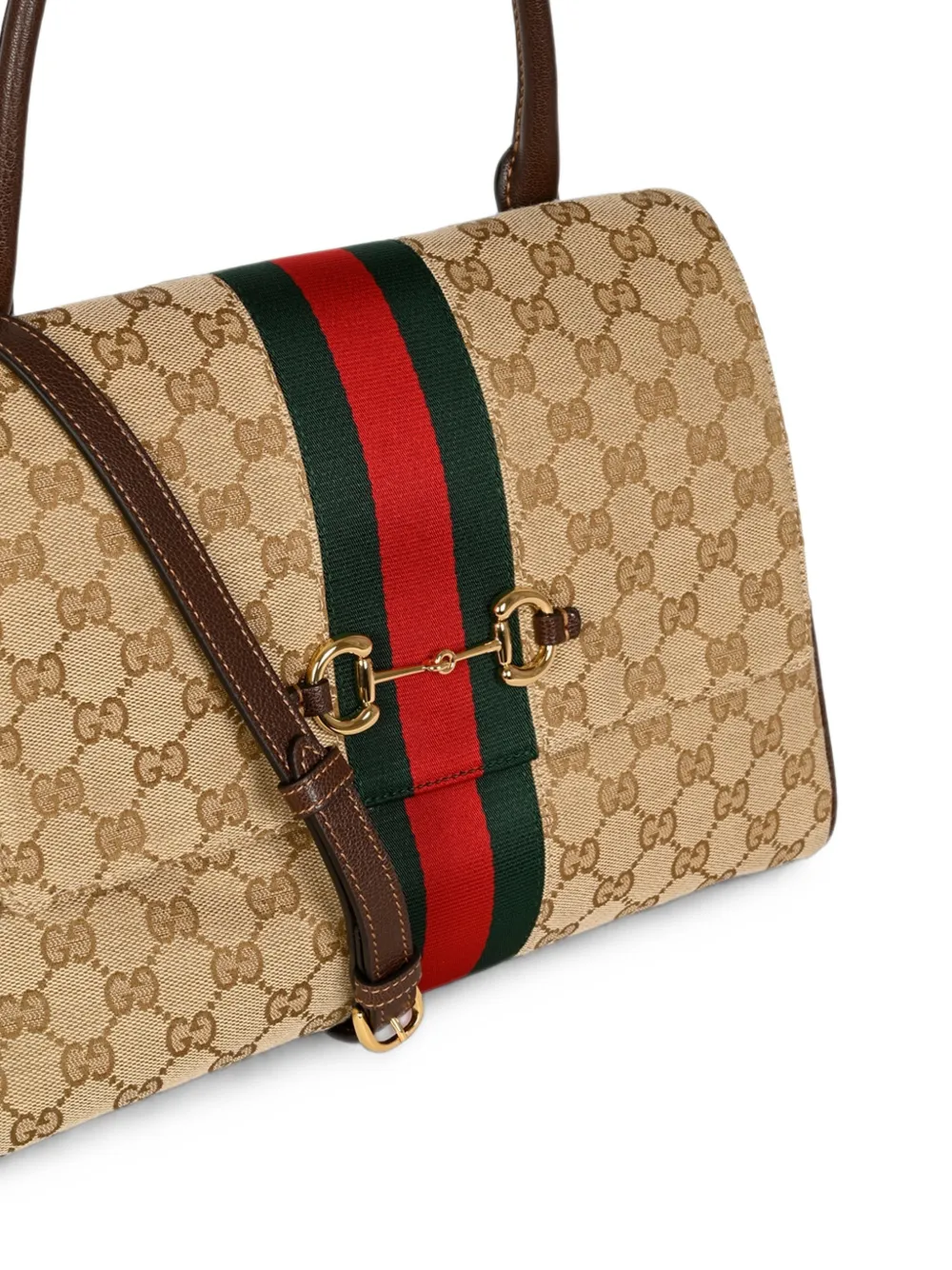 Gucci Medium Paparazzo Web-stripe Tote Bag in Neutrals, view 4