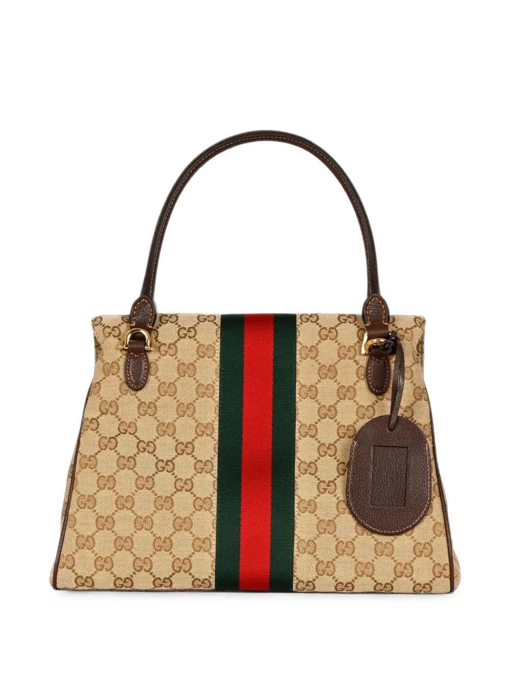 Gucci Medium Paparazzo Web-stripe Tote Bag in Neutrals, view 2