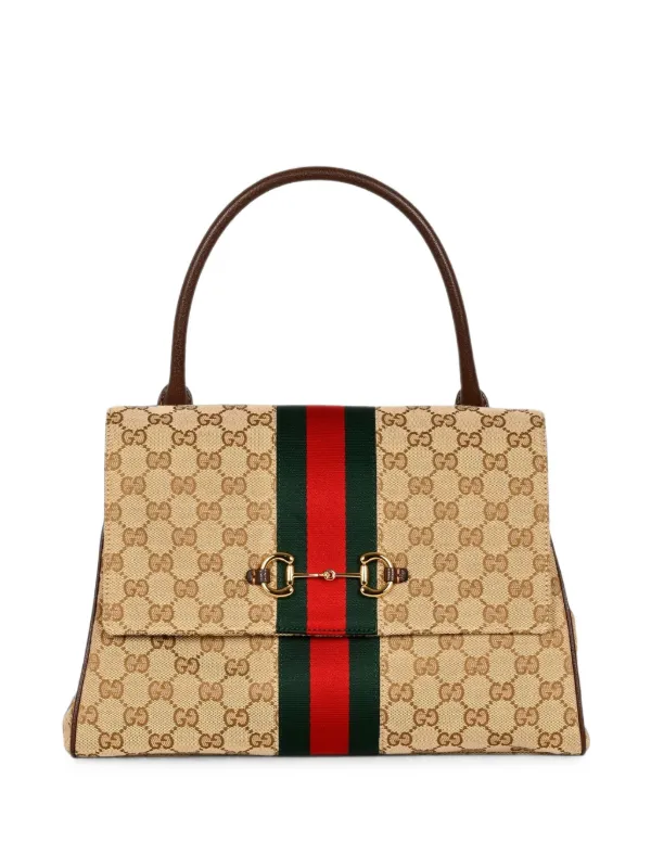 Gucci Medium Paparazzo Web-stripe Tote Bag in Neutrals