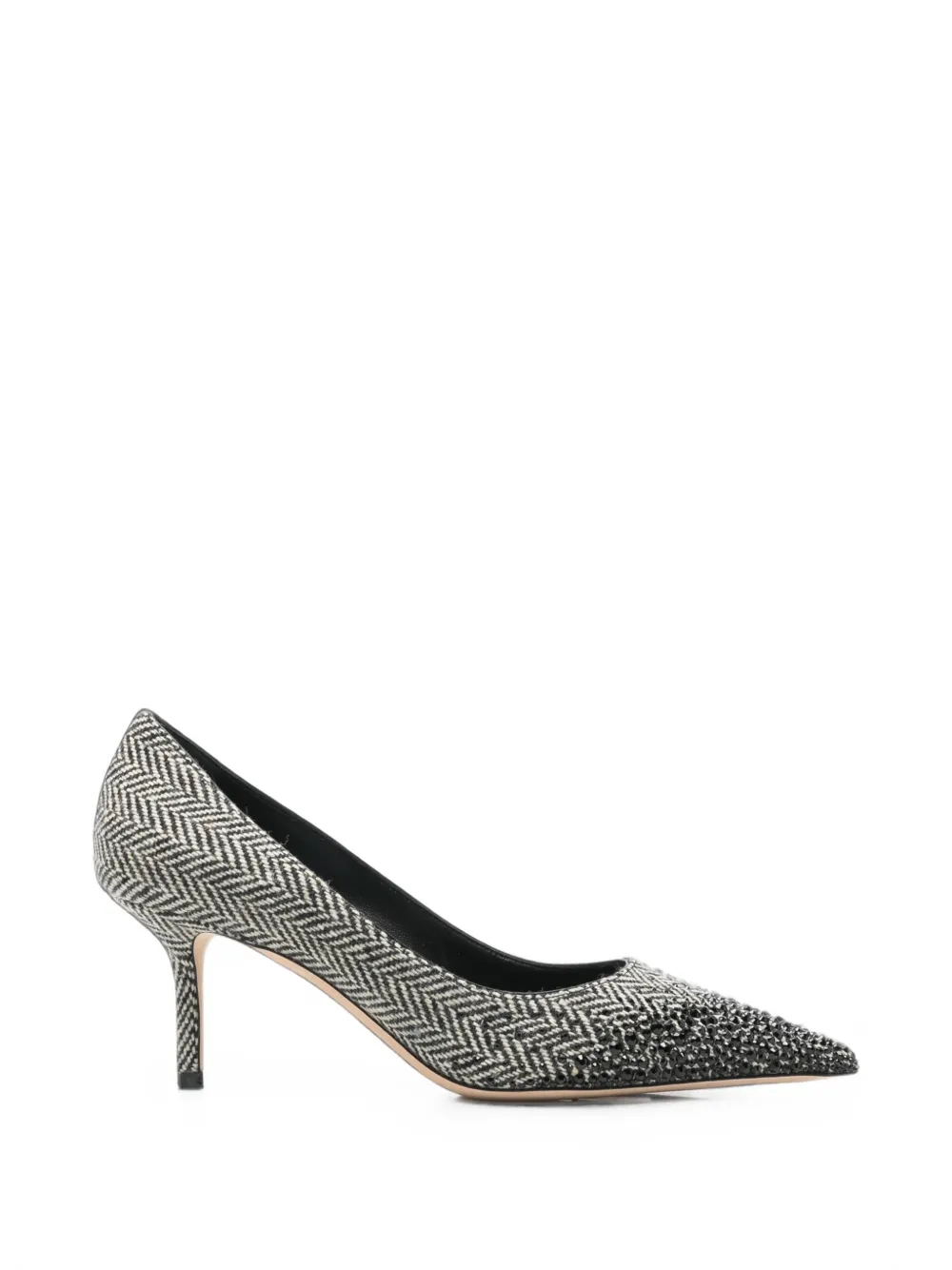 Jimmy Choo herringbone crystal-embellished pumps