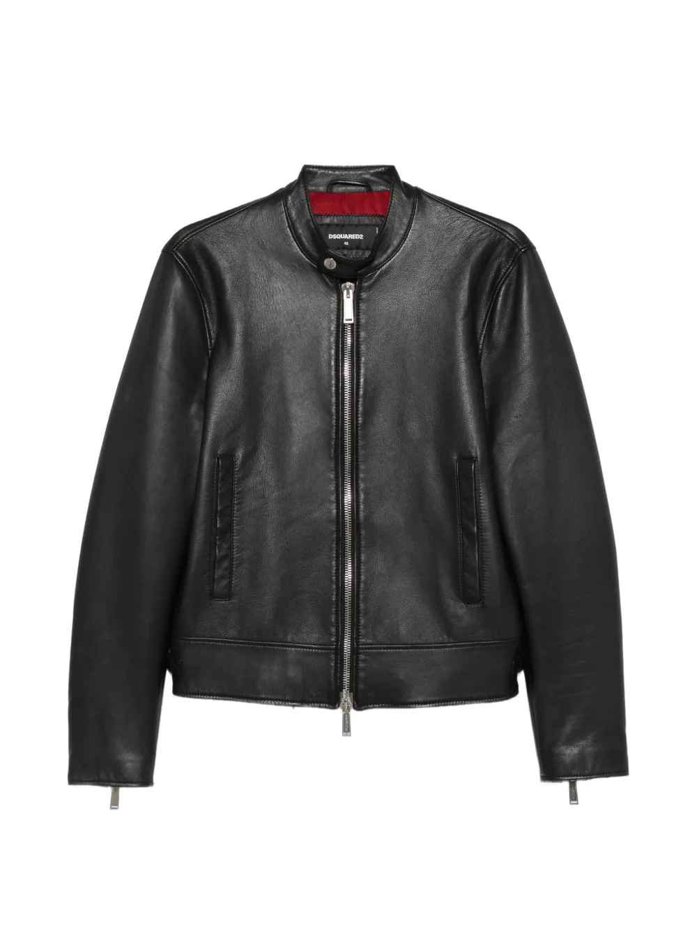 Pre-owned Dsquared2 2000s Band-collar Leather Jacket In Black