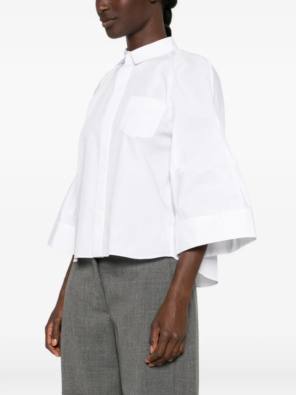 sacai Katoenen blouse met flared mouwen Wit