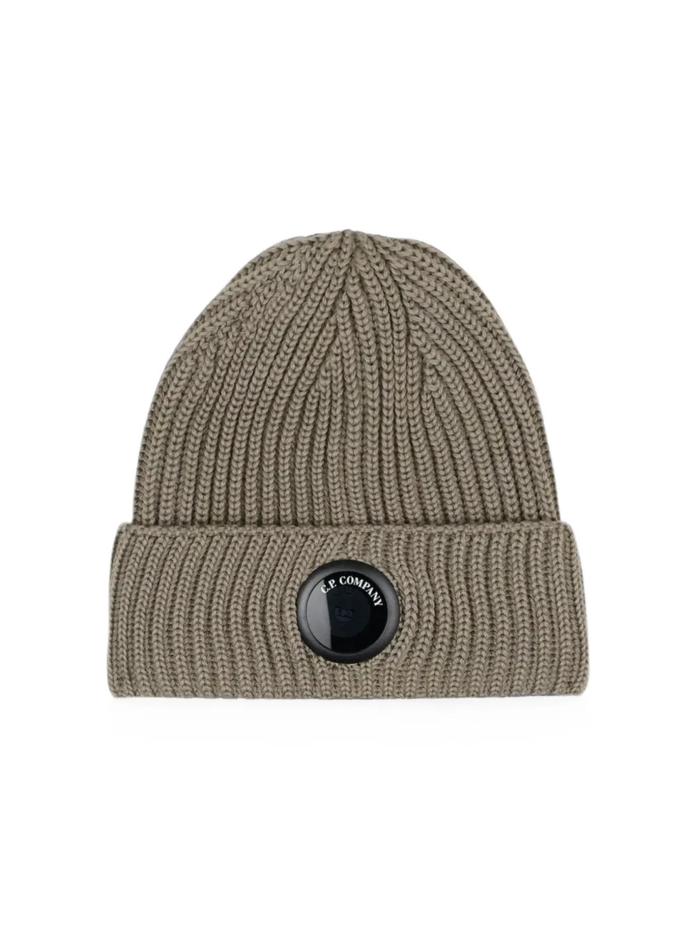 C.P. Company Lens ribgebreide muts Beige