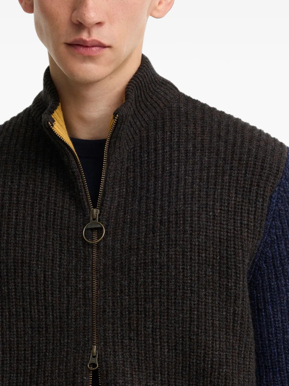 Barbour x Paul Smith Gamefair kabelgebreid vest met rits Bruin