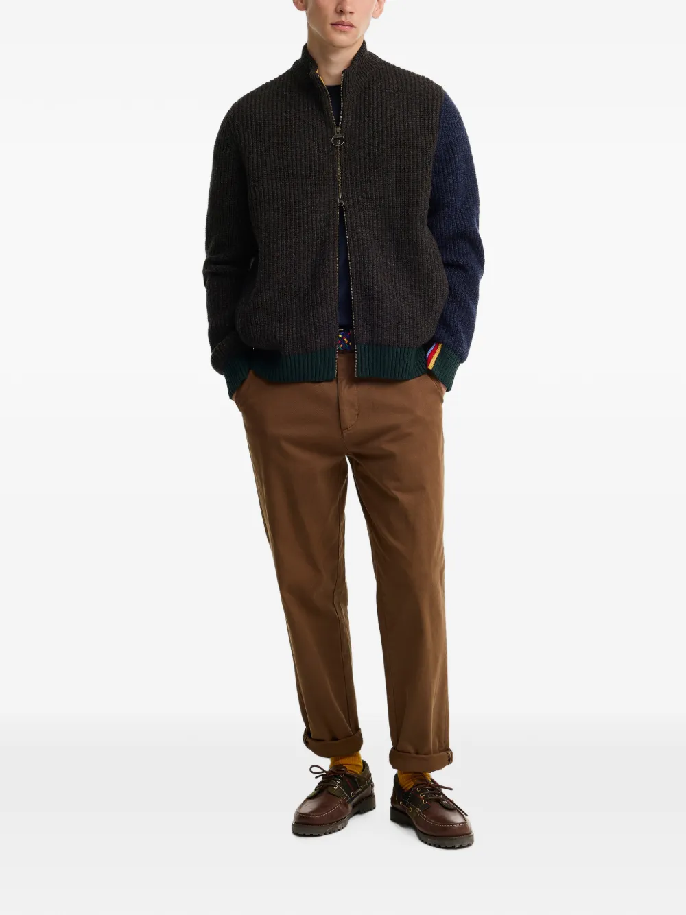 Barbour x Paul Smith Gamefair kabelgebreid vest met rits Bruin