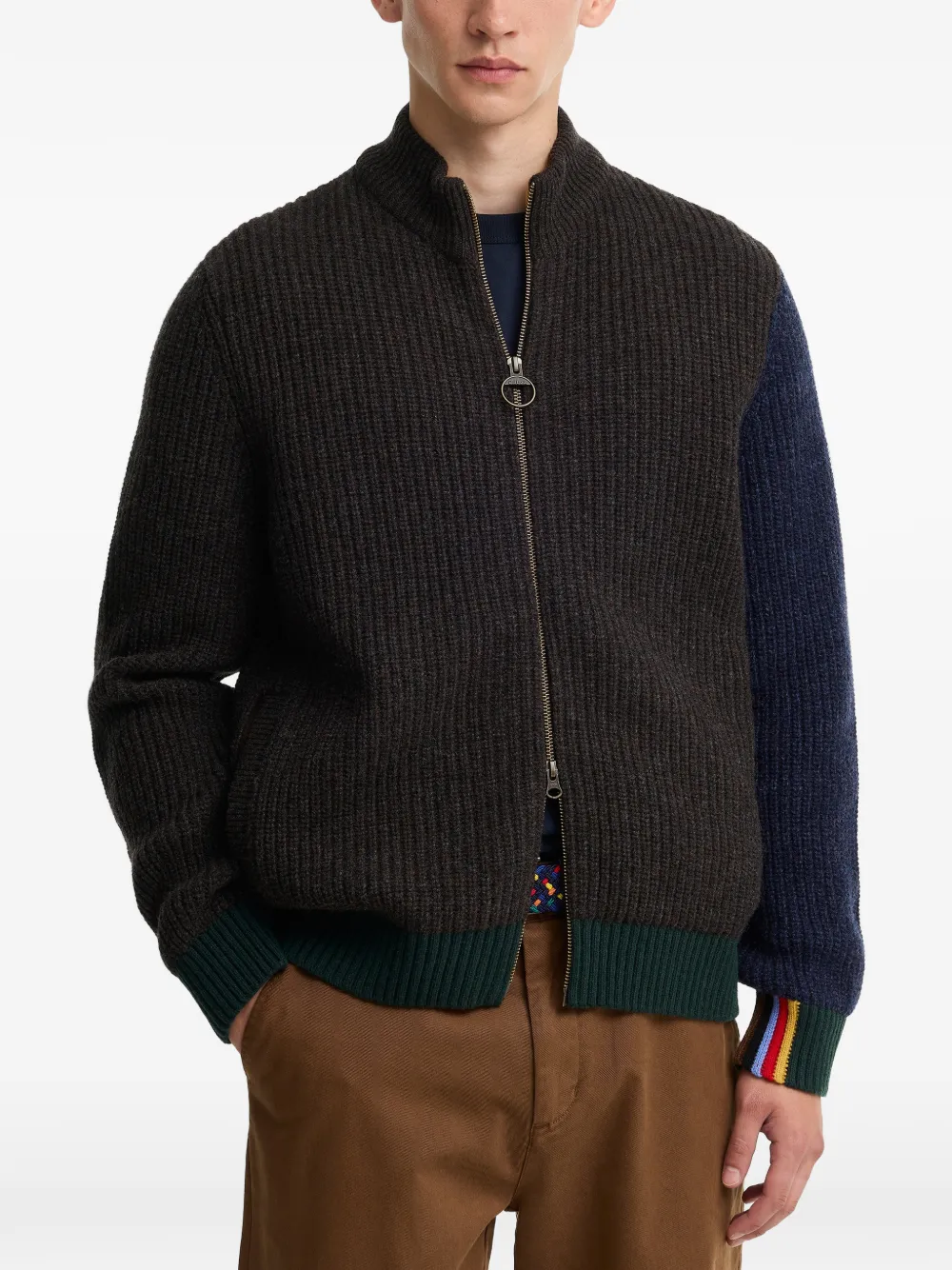 Barbour x Paul Smith Gamefair kabelgebreid vest met rits Bruin