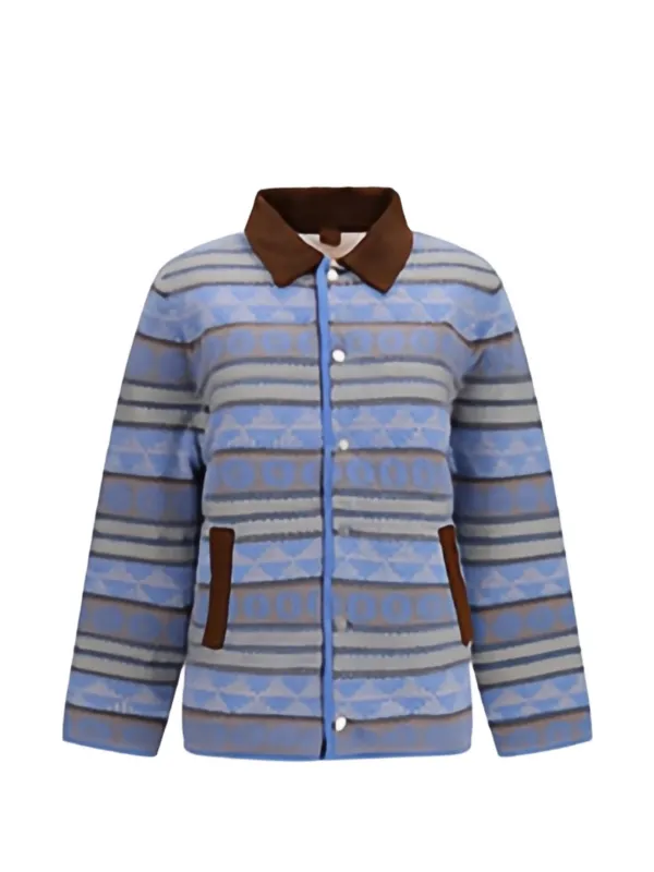 Guest In Residence Patterned Corduroy-panel Sshirt Jacket in Blue