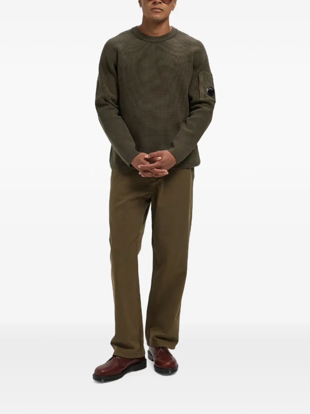 C.P. Company Trui met raglan mouwen en Lens-detail Groen