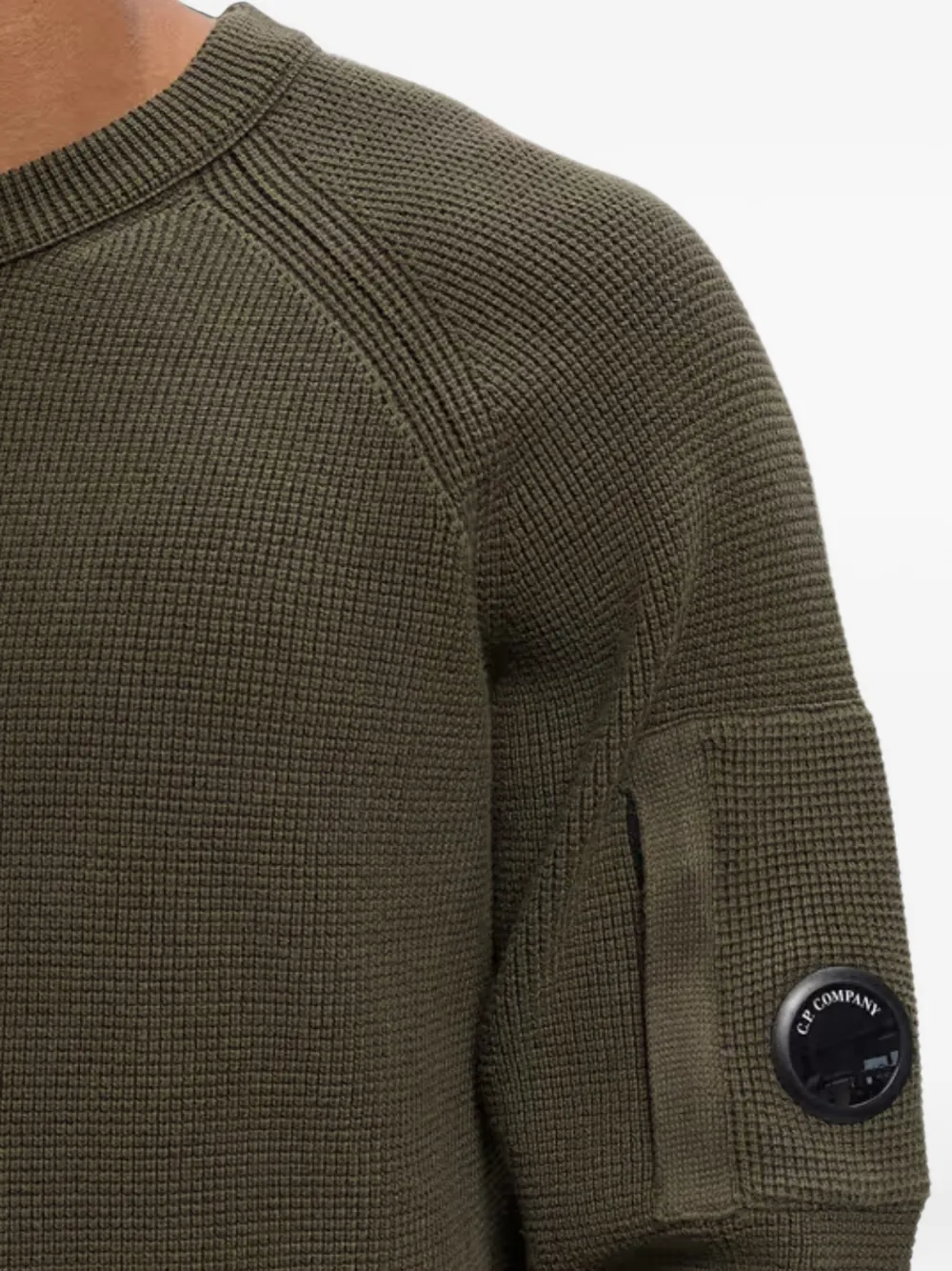 C.P. Company Trui met raglan mouwen en Lens-detail Groen