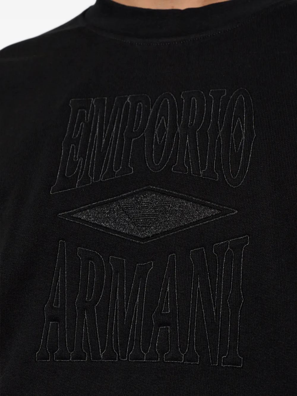 Emporio Armani Trui met geborduurd logo Zwart