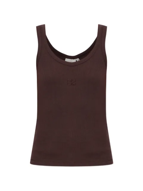 Gestuz ribbed-knit logo-embroidered top