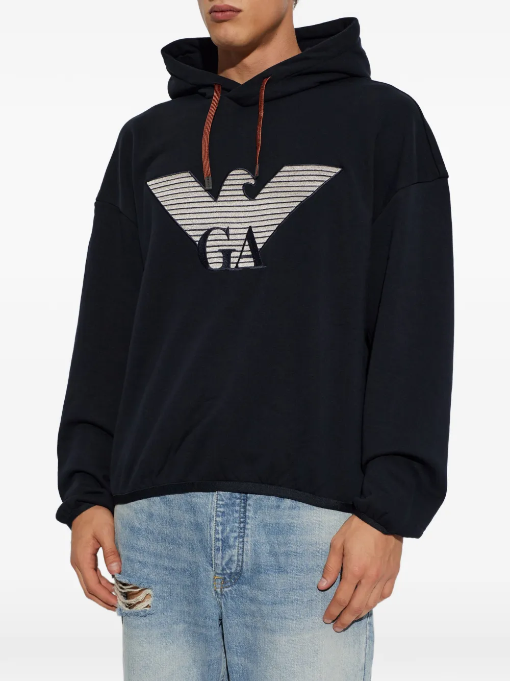Emporio Armani Hoodie met geborduurd logo Blauw
