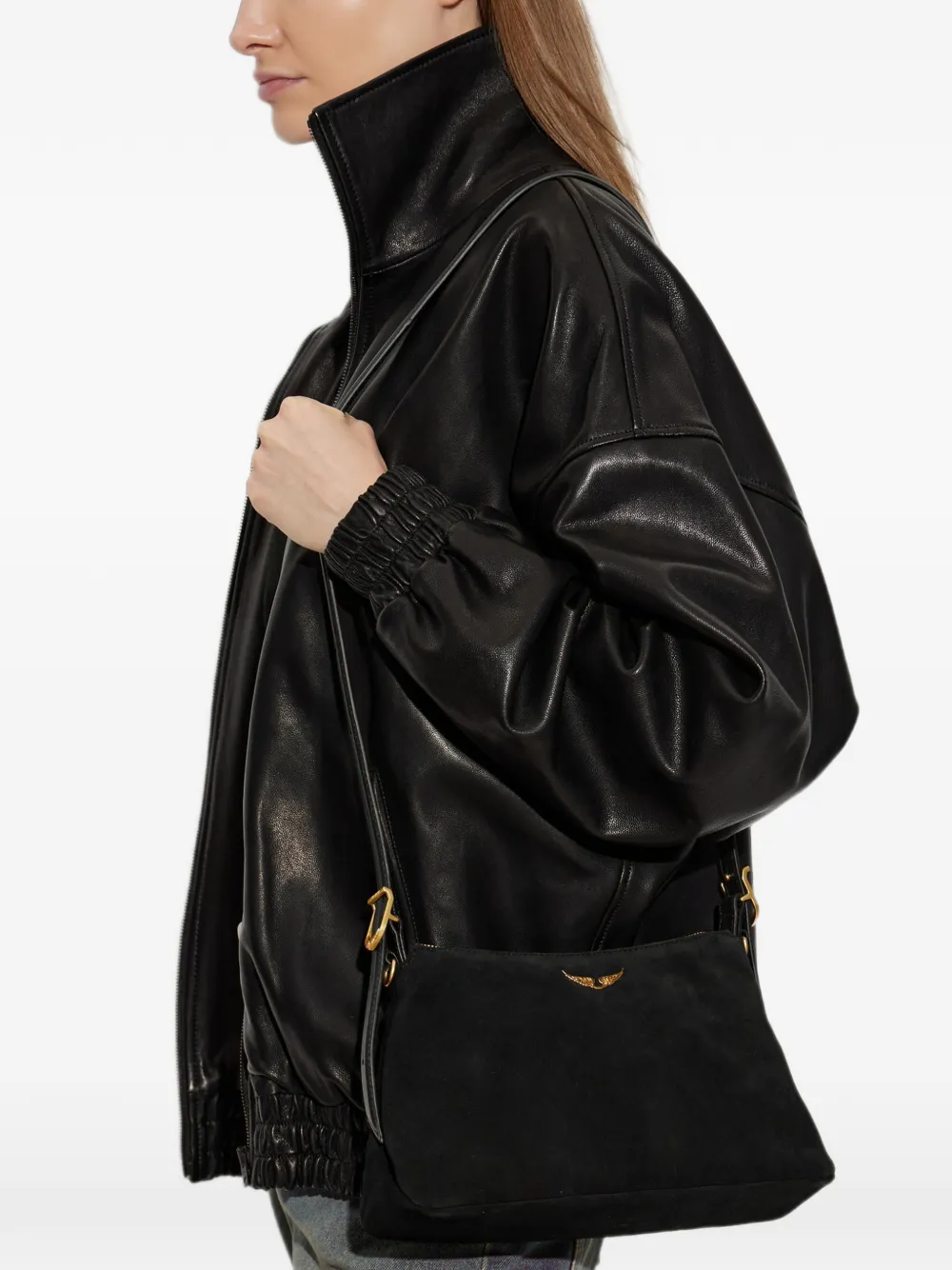 Zadig&Voltaire Suede bag with logo Zwart