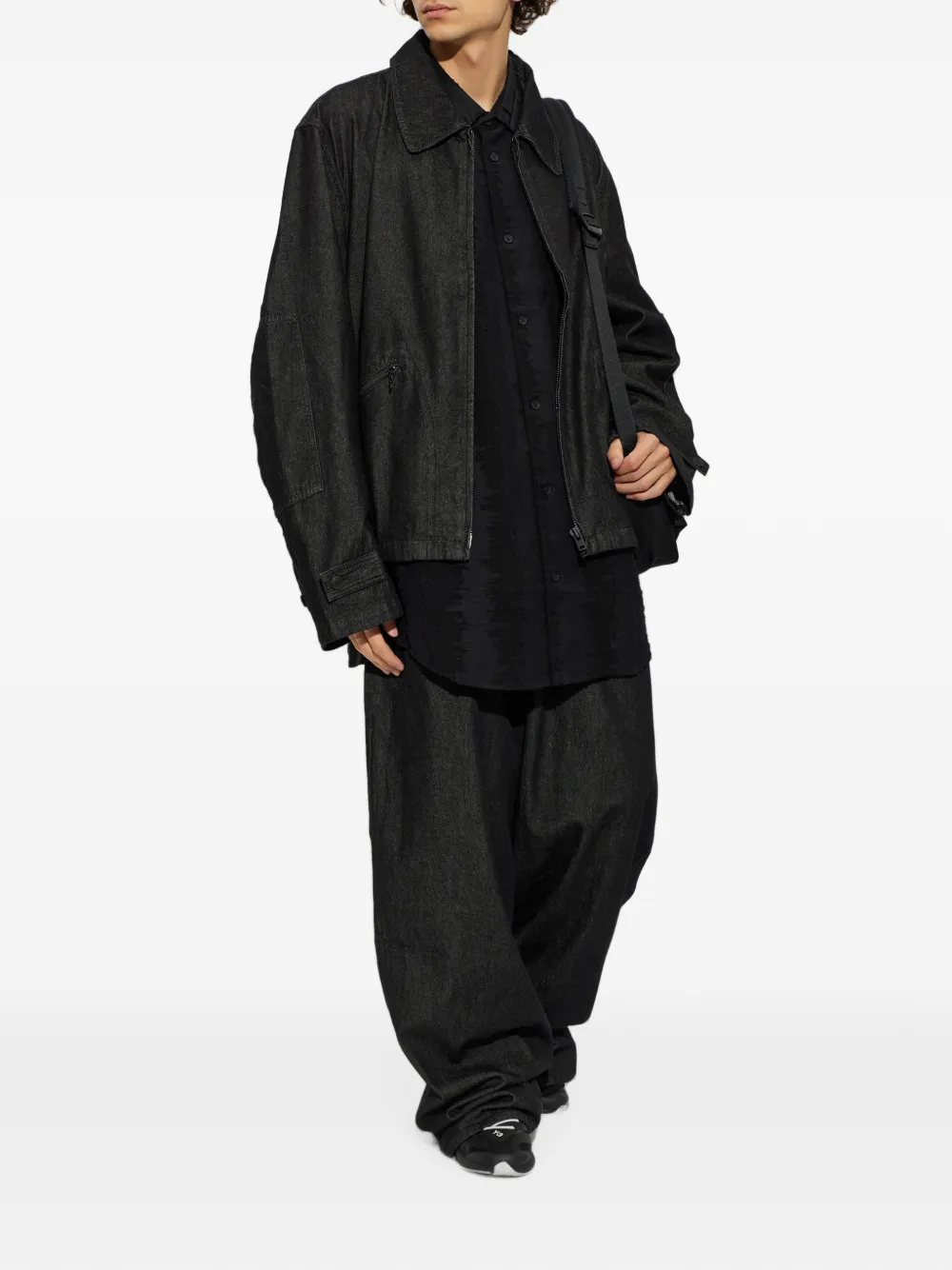 Y-3 Deco Stitch overhemd met gerafeld effect en opgestikte zak Zwart