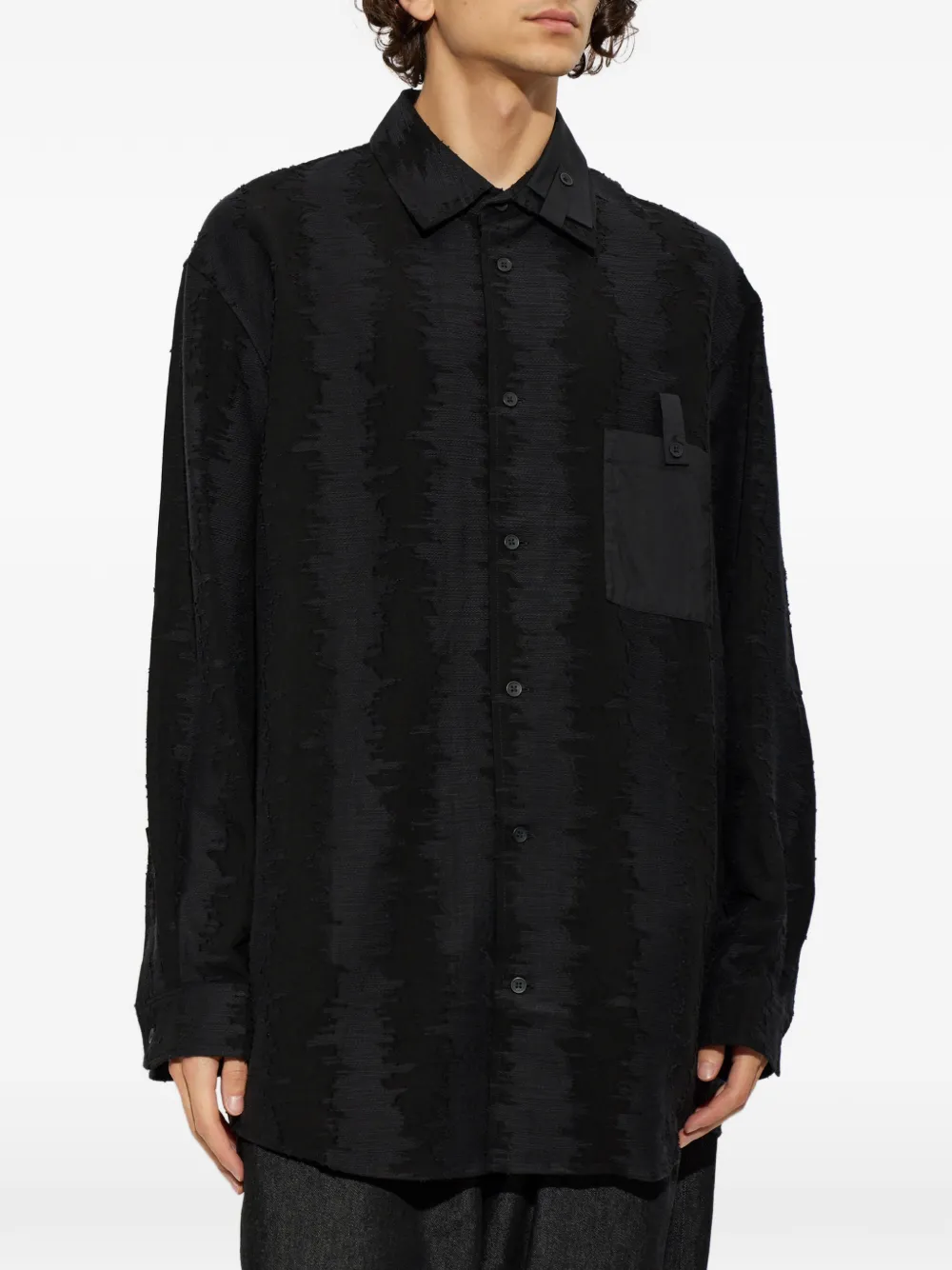 Y-3 Deco Stitch overhemd met gerafeld effect en opgestikte zak Zwart