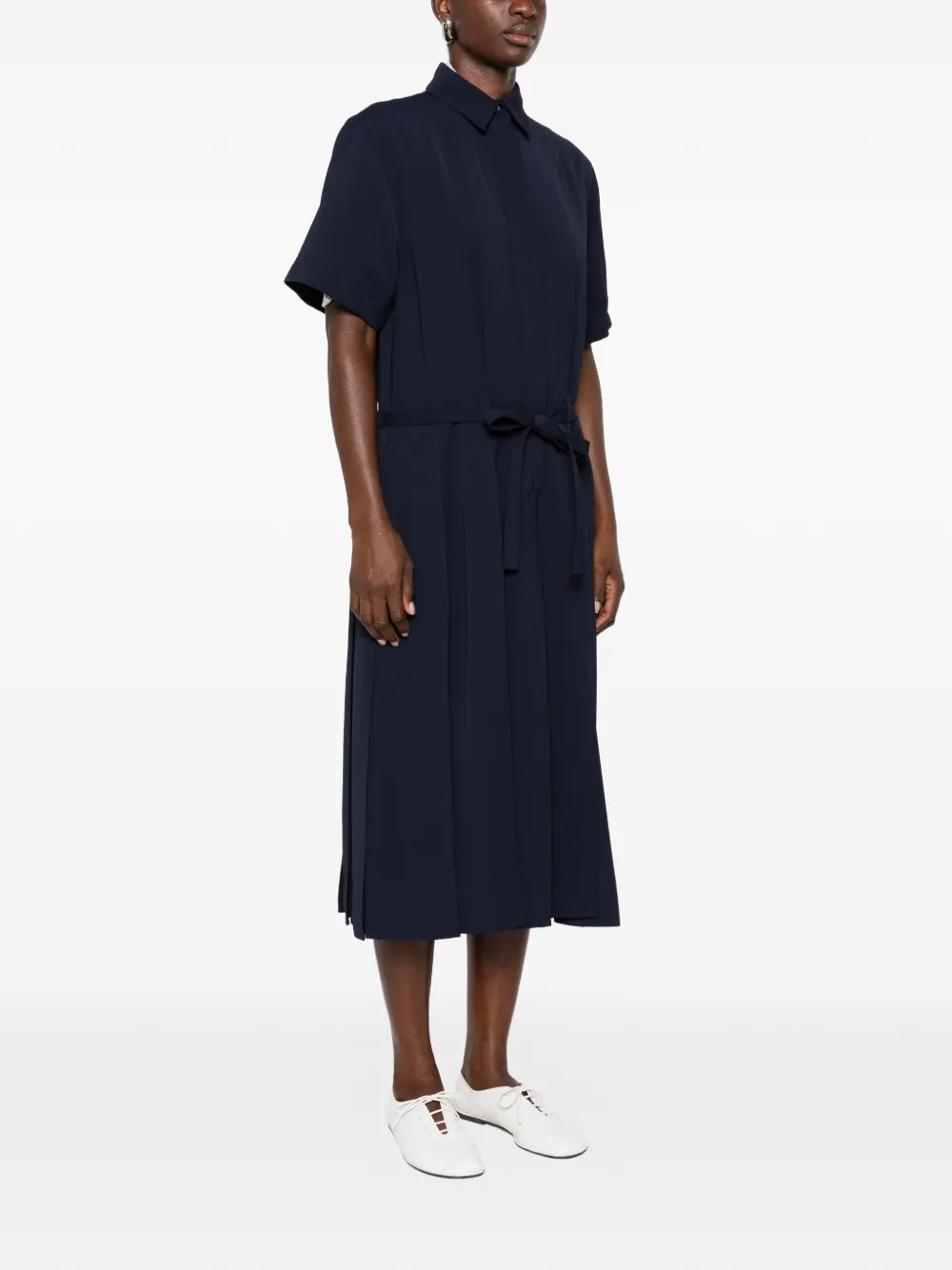 Lacoste Geplooide midi-blousejurk met ceintuur Blauw